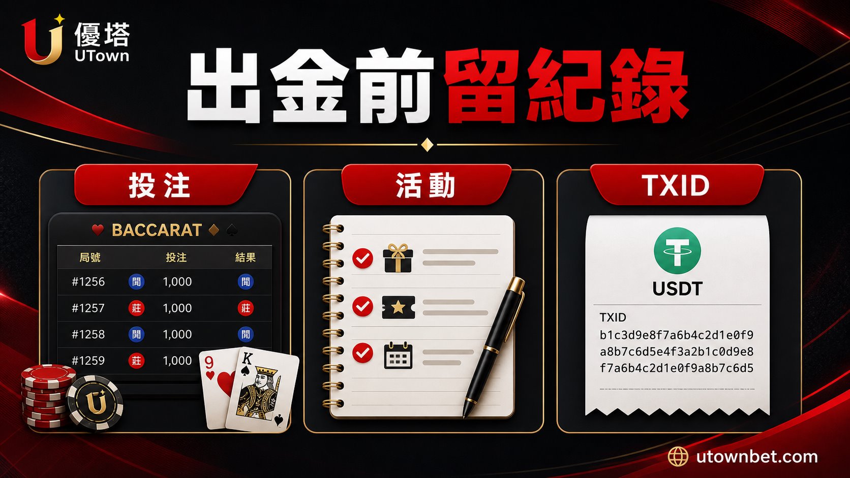 百家樂出金前保存投注、活動與 TXID 紀錄