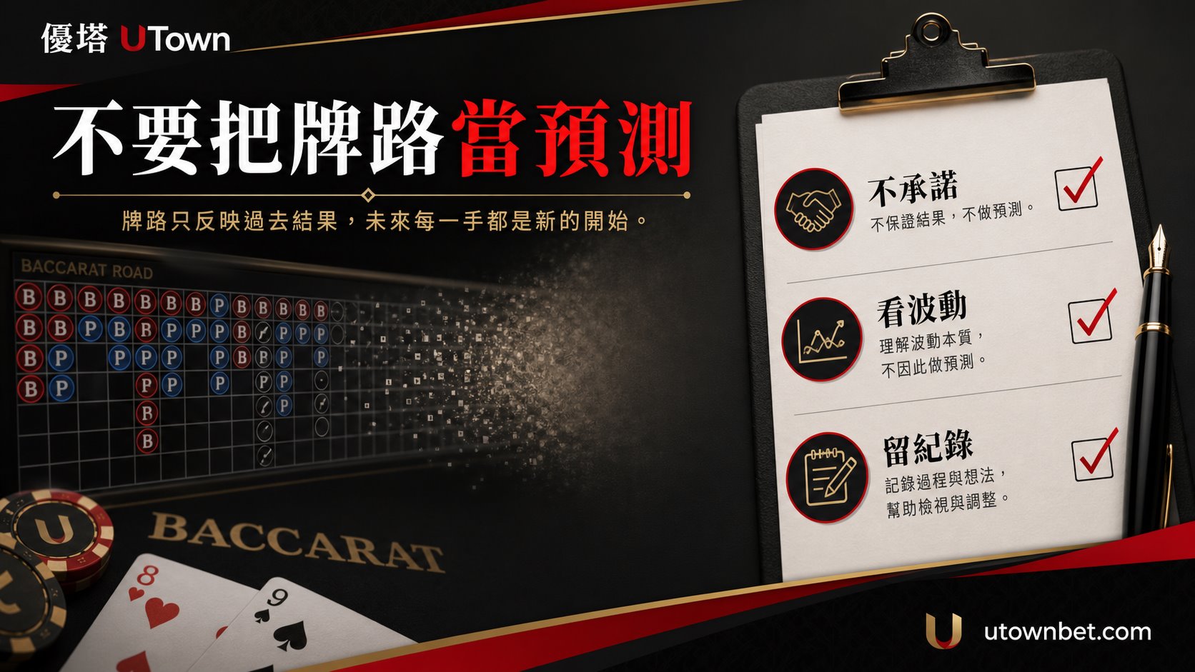 提醒讀者不要把百家樂牌路當成預測工具