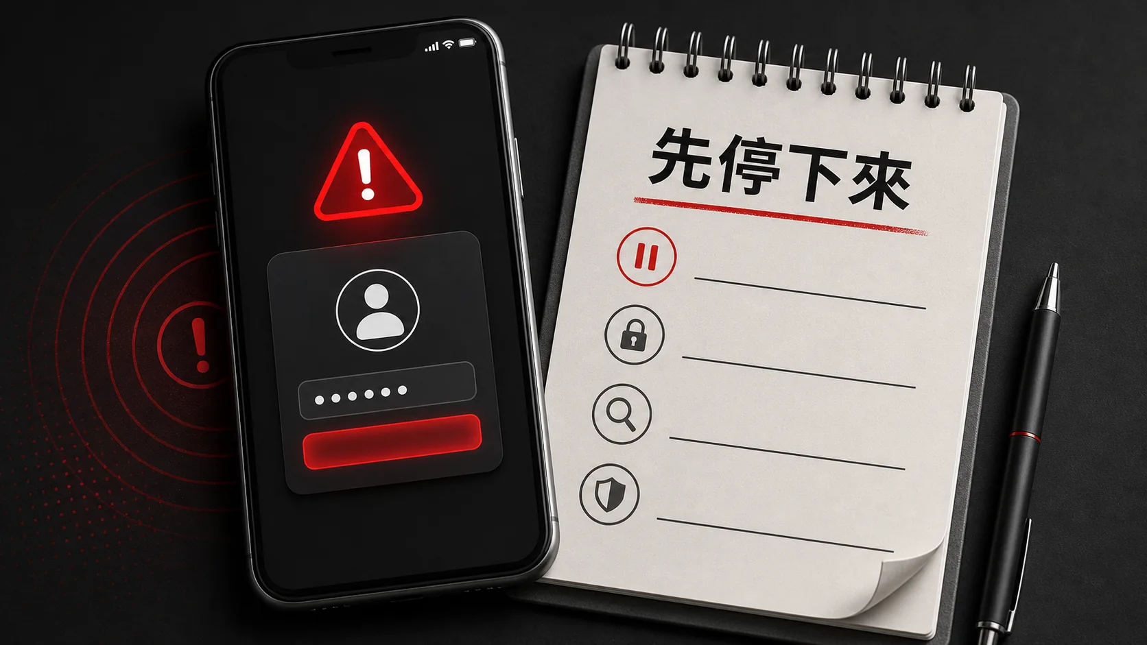 異常登入事件的第一時間處置示意：可信裝置、官方入口與停止回覆陌生訊息