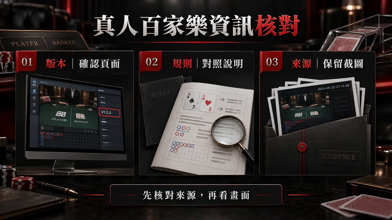 WM 真人百家樂資訊核對:版本、規則與畫面來源資訊圖