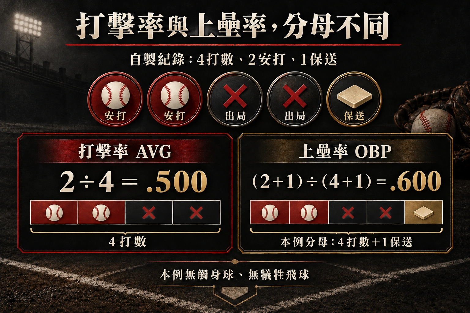 打擊率和上壘率差在哪資訊圖