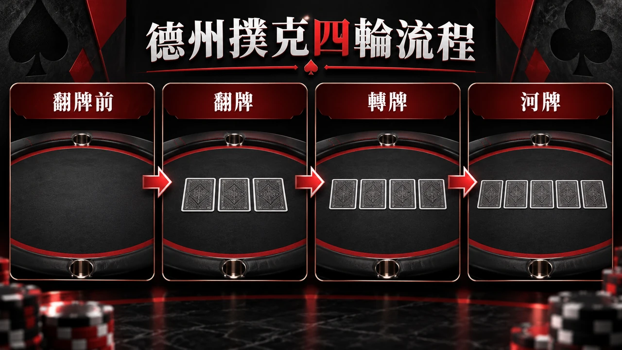 德州撲克四輪流程資訊圖