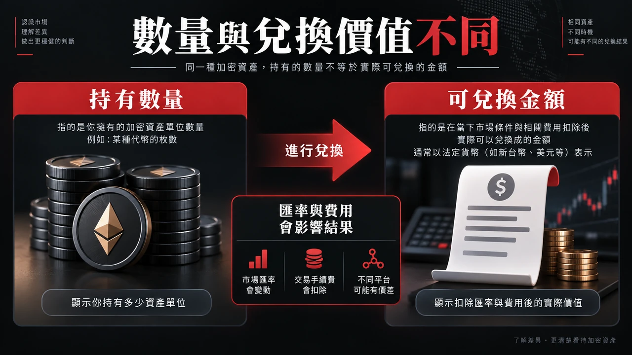 數量與兌換價值不同資訊圖